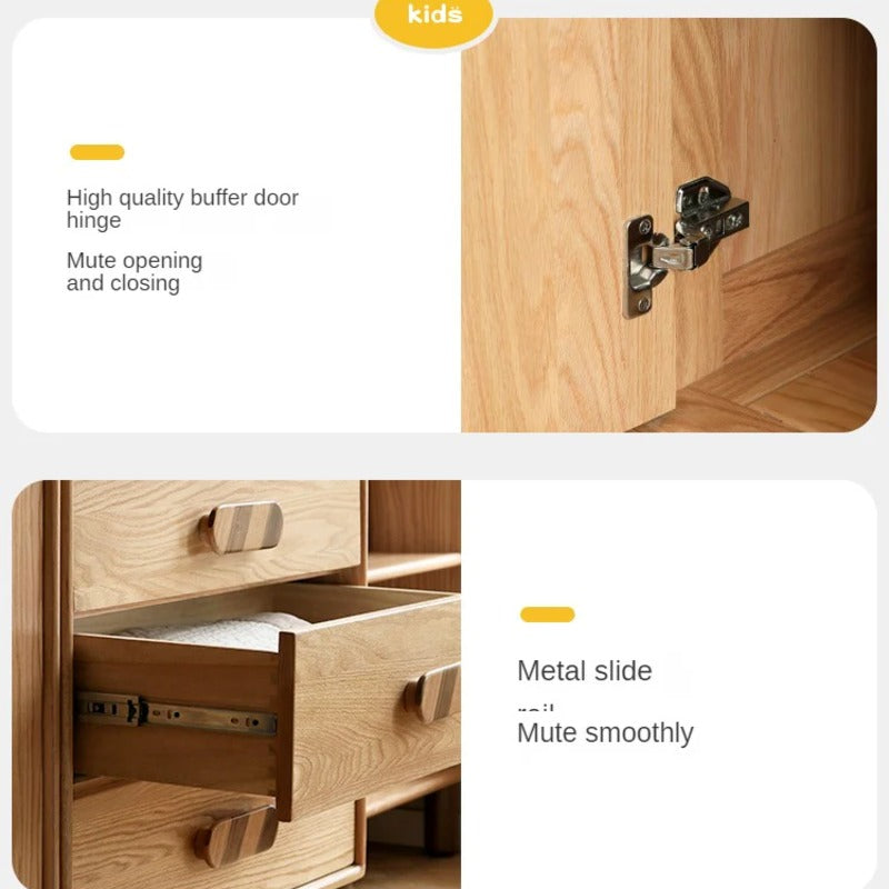 Oak Solid Wood Kids Wardrobe Free Combination