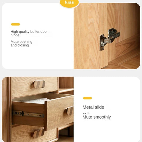 Oak Solid Wood Kids Wardrobe Free Combination