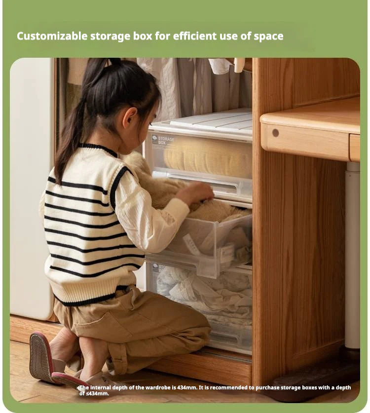 Oak Solid Wood Kids Sliding Door Wardrobe.