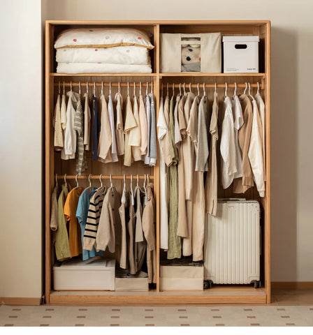 Oak Solid Wood Kids Sliding Door Wardrobe.