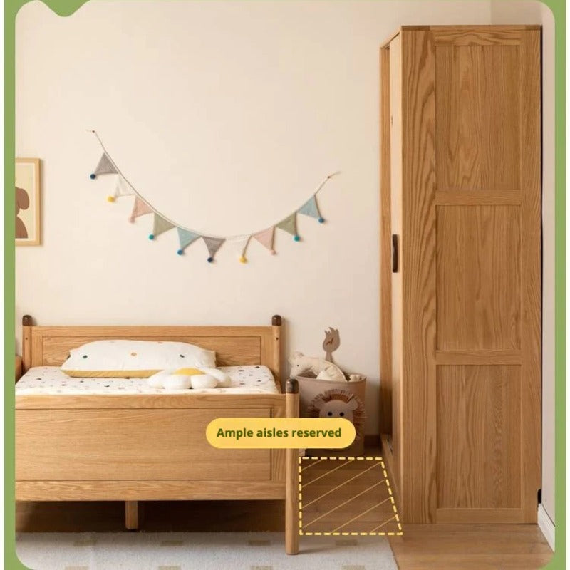 Oak Solid Wood Kids Sliding Door Wardrobe.