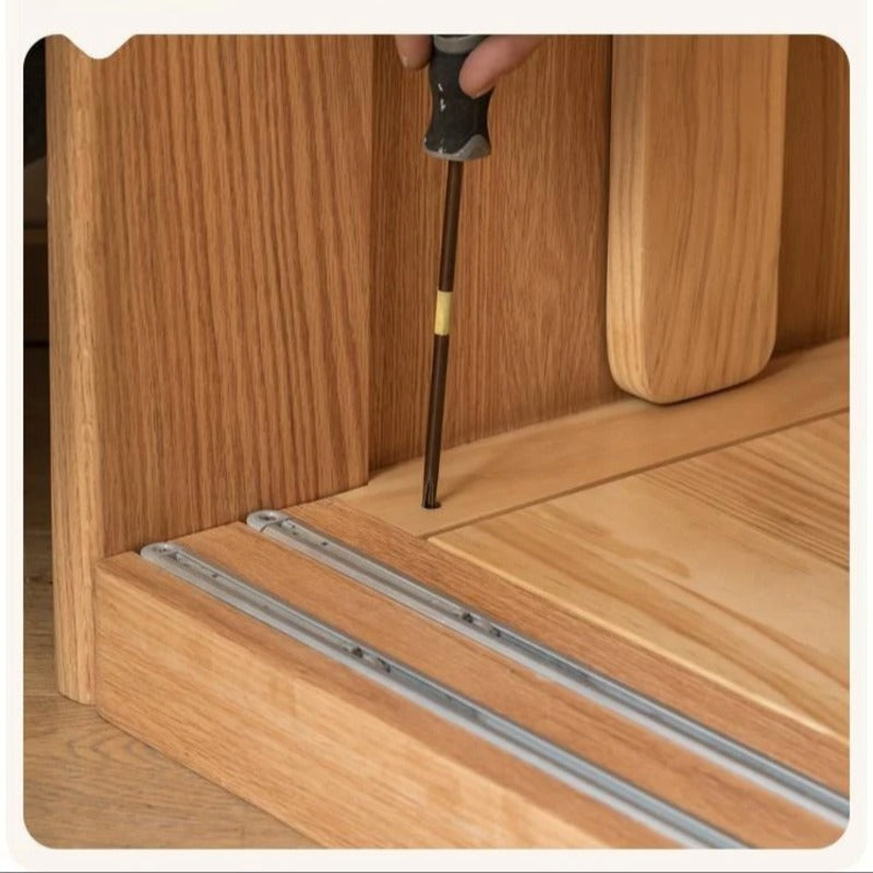 Oak Solid Wood Kids Sliding Door Wardrobe.