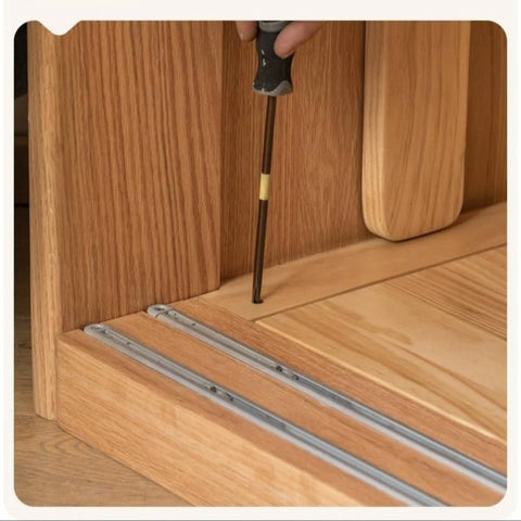 Oak Solid Wood Kids Sliding Door Wardrobe.