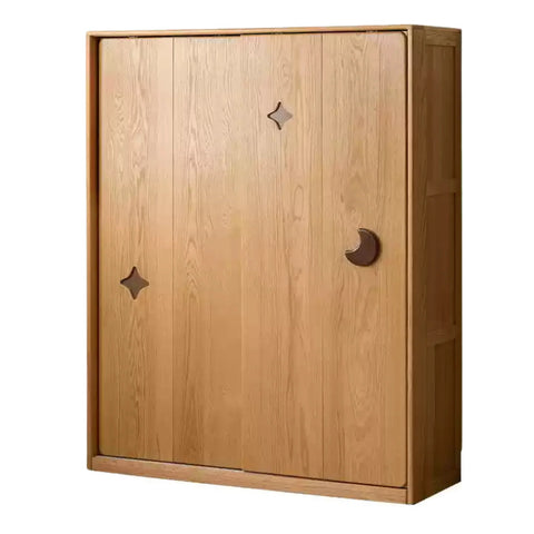 Oak Solid Wood Kids Sliding Door Wardrobe.