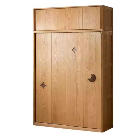 Oak Solid Wood Kids Sliding Door Wardrobe.