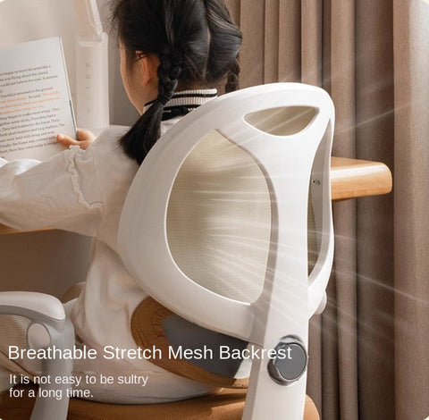 Adjustable Lift Kids Study Chair with Ergonomic Mesh Back & Padded Seat in Blue for Home Desk