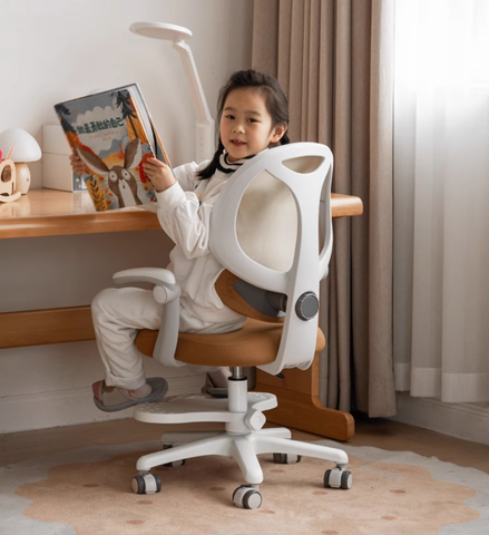 Adjustable Lift Kids Study Chair with Ergonomic Mesh Back & Padded Seat in Blue for Home Desk