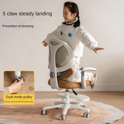 Adjustable Lift Kids Study Chair with Ergonomic Mesh Back & Padded Seat in Blue for Home Desk