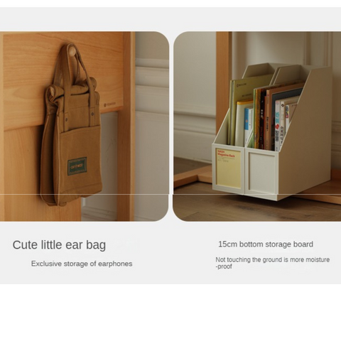 Adjustable Beech Solid Wood Study Desk Natural Finish Height Adjustable Writing Table with Storage for Kids & Adults