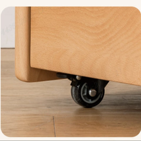 Adjustable Beech Solid Wood Study Desk Natural Finish Height Adjustable Writing Table with Storage for Kids & Adults