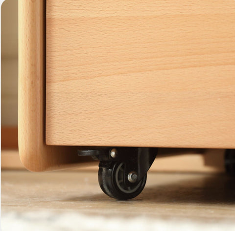 Adjustable Beech Solid Wood Study Desk Natural Finish Height Adjustable Writing Table with Storage for Kids & Adults