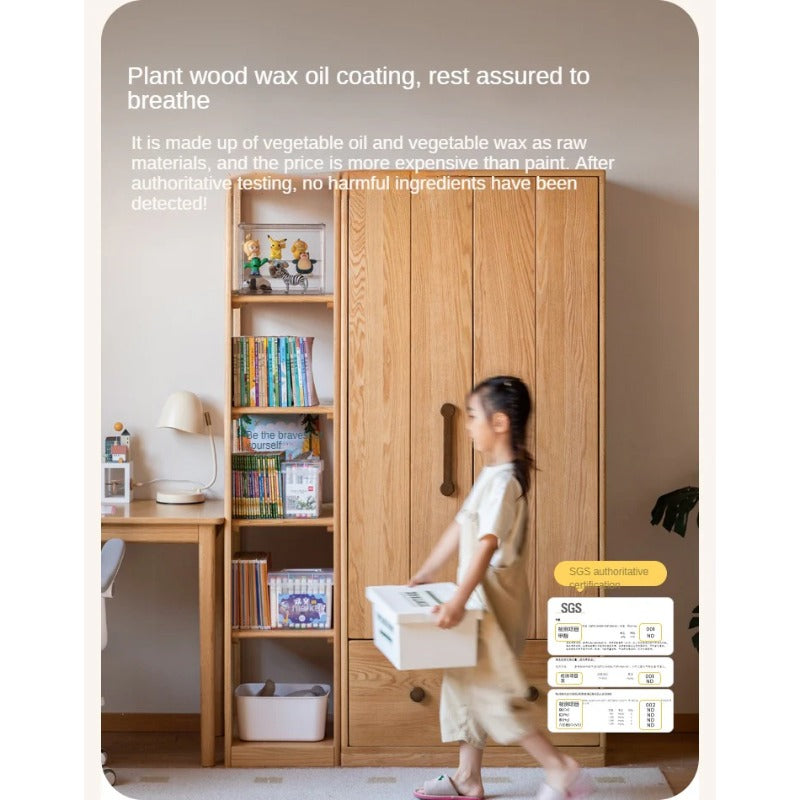 Oak Solid Wood Multi-functional Kids Wardrobe