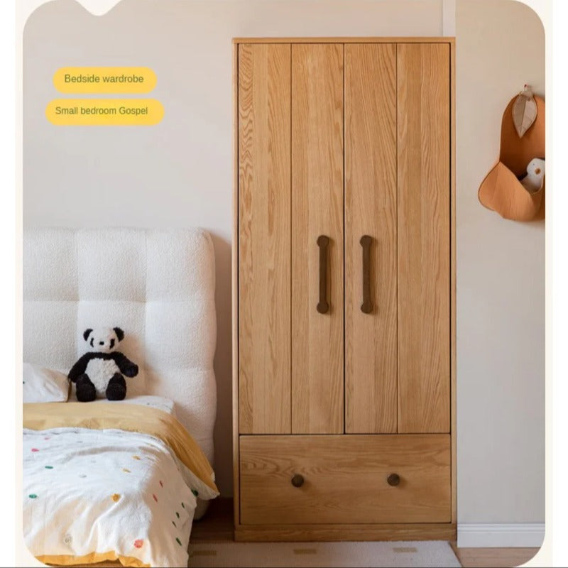 Oak Solid Wood Multi-functional Kids Wardrobe