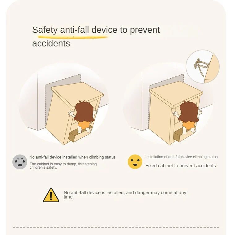 Oak Solid Wood Multi-functional Kids Wardrobe