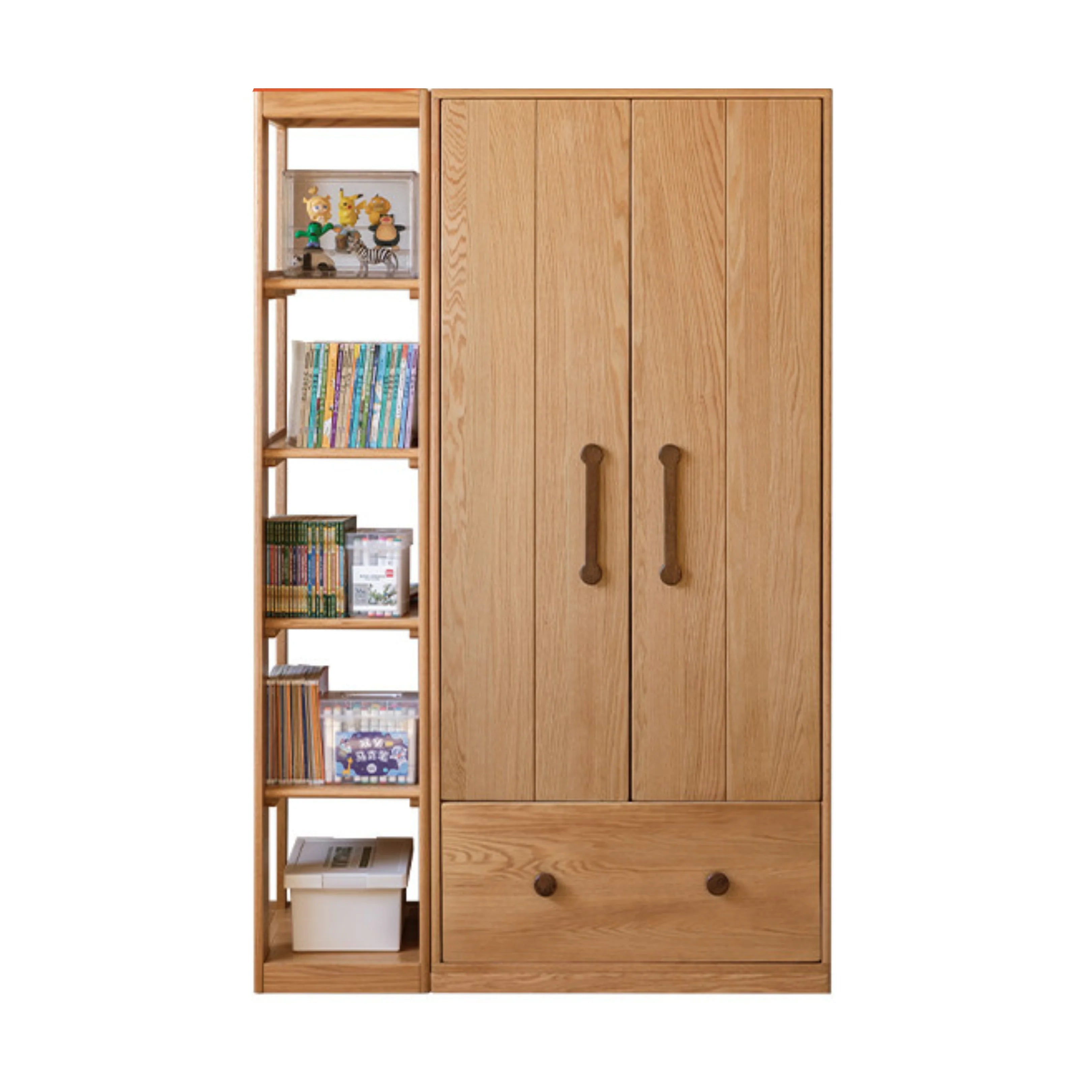 Oak Solid Wood Multi-functional Kids Wardrobe