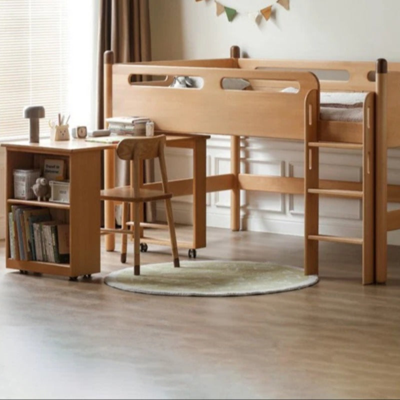 Beech solid wood Mid-high bed with slanting ladder<