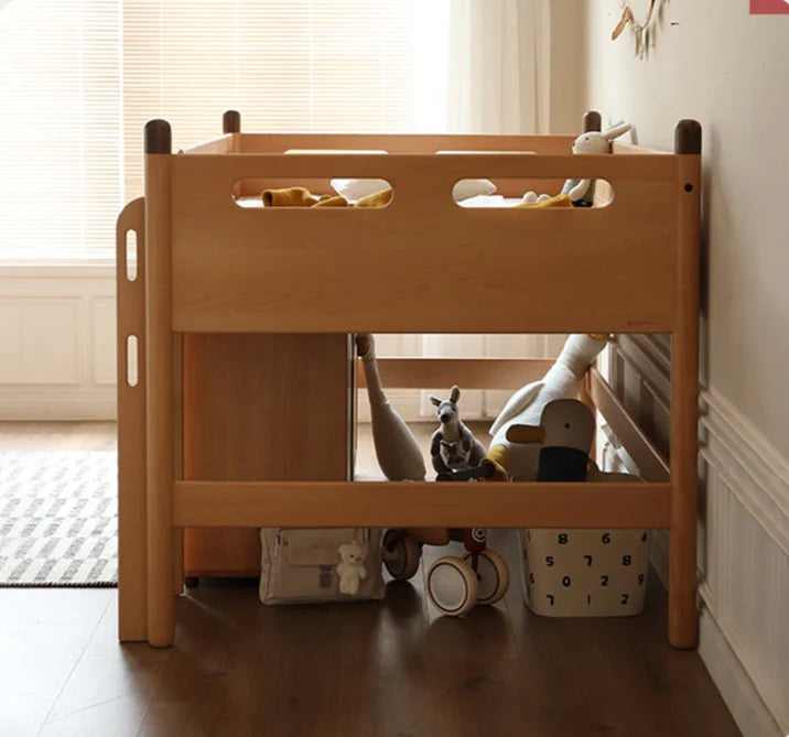 Beech solid wood Mid-high bed with slanting ladder<