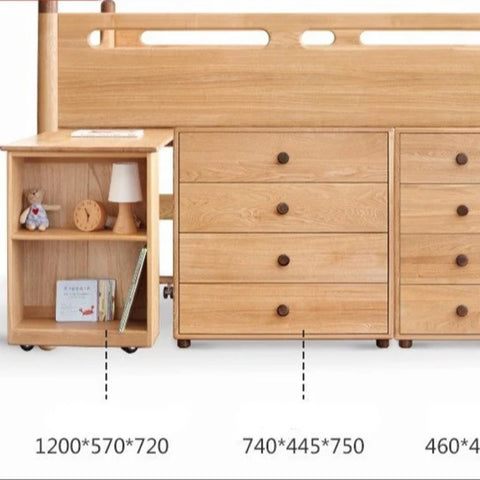 Beech solid wood Mid-high bed with slanting ladder<