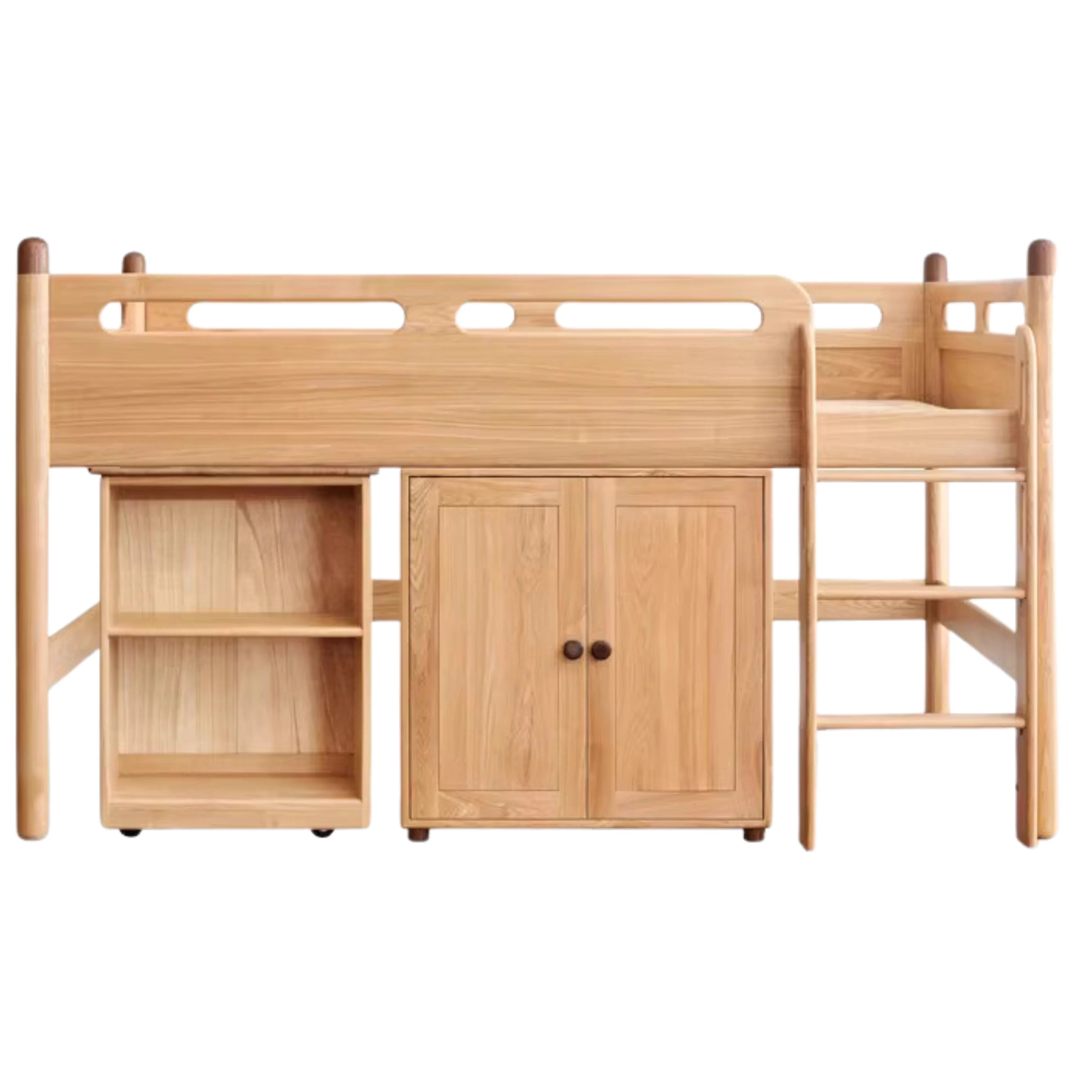 Beech solid wood Mid-high bed with slanting ladder<