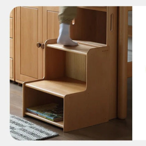 Beech solid wood Mid-high bed with slanting ladder<