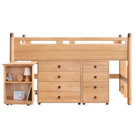 Beech solid wood Mid-high bed with slanting ladder<
