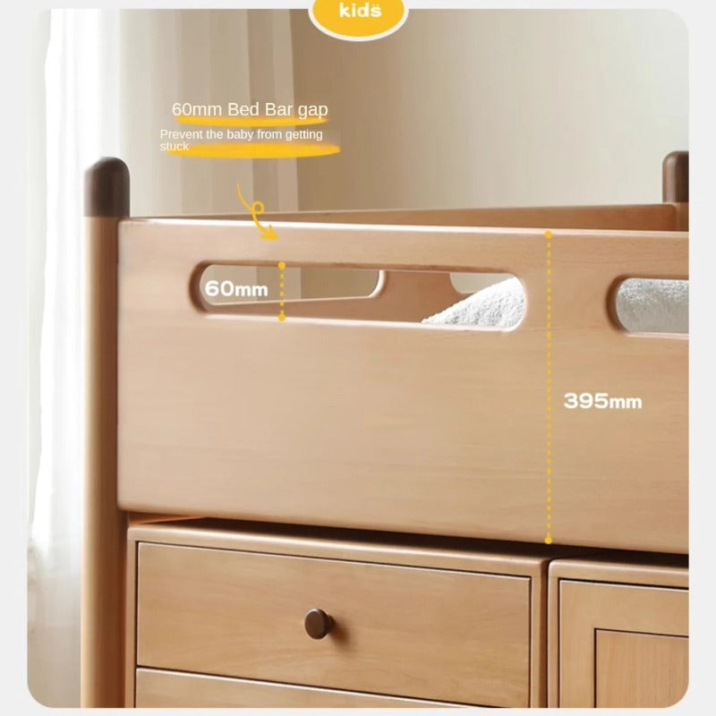 Beech solid wood Mid-high bed with slanting ladder<