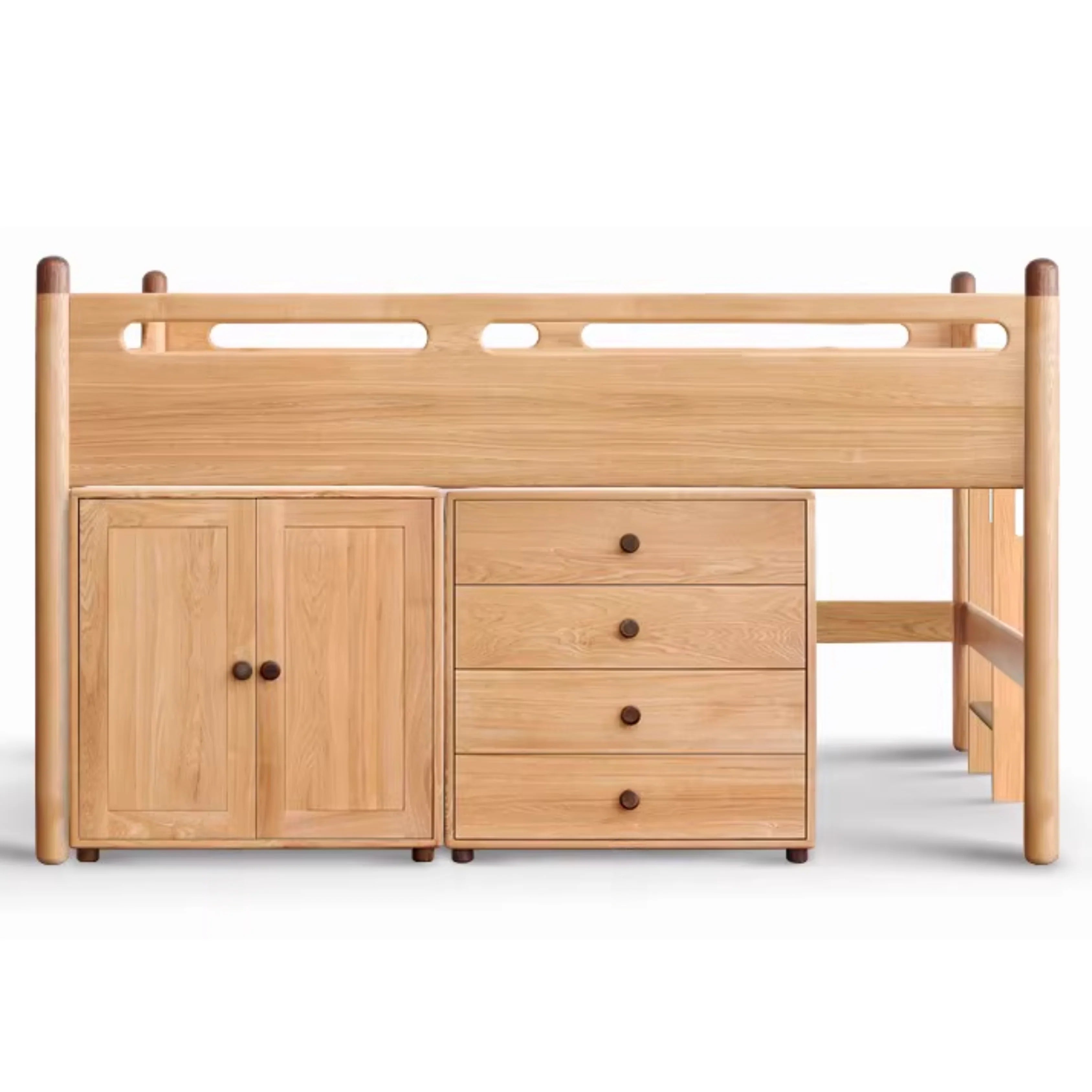 Beech solid wood Mid-high bed with slanting ladder<