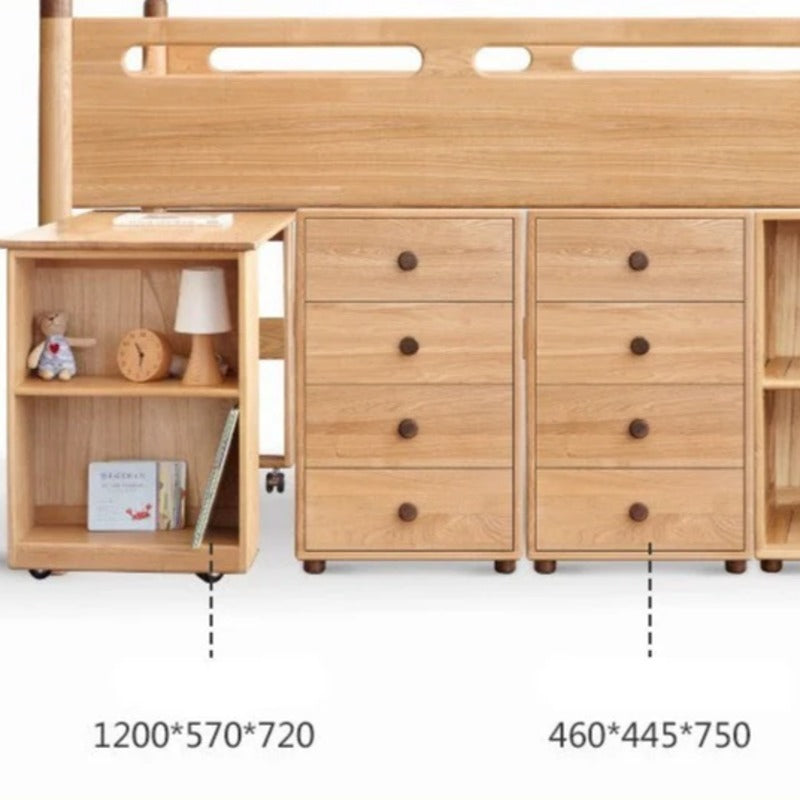 Beech solid wood Mid-high bed with slanting ladder<