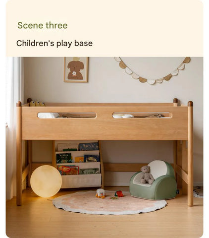 Beech solid wood Mid-high bed with slanting ladder<