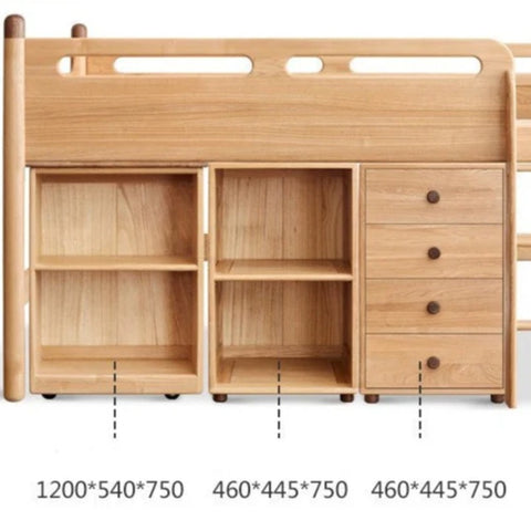 Beech solid wood Mid-high bed with slanting ladder<