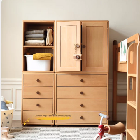 Beech solid wood Mid-high bed with slanting ladder<