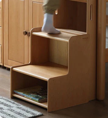 Beech solid wood Mid-high bed with slanting ladder<