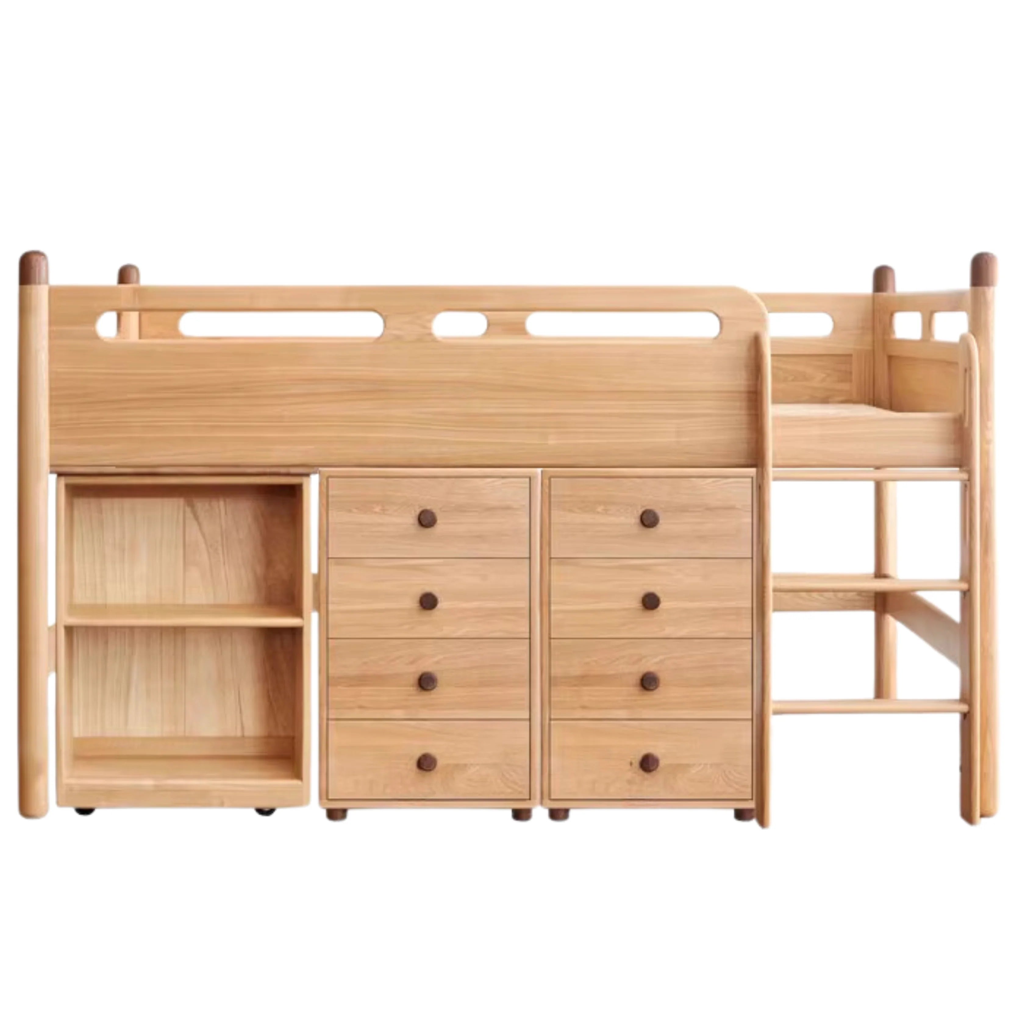 Beech solid wood Mid-high bed with slanting ladder<