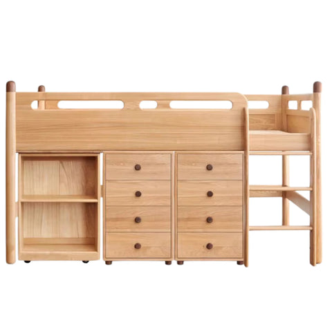 Beech solid wood Mid-high bed with slanting ladder<
