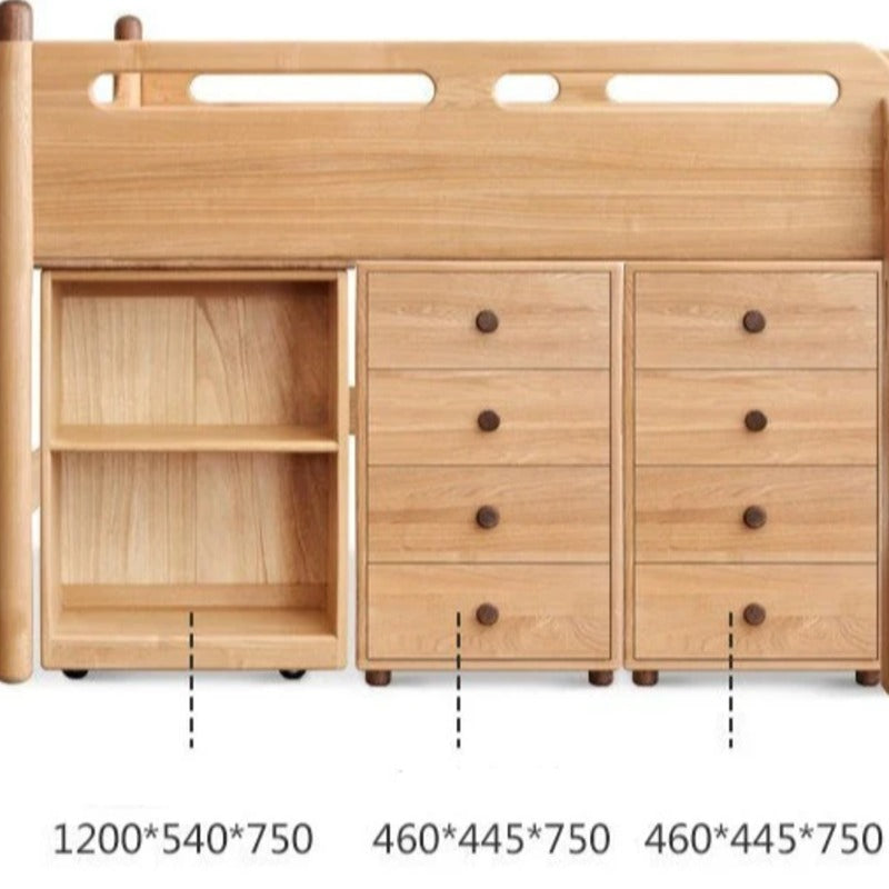 Beech solid wood Mid-high bed with slanting ladder<