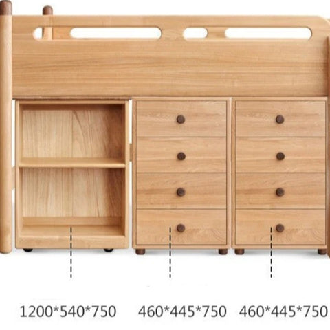 Beech solid wood Mid-high bed with slanting ladder<