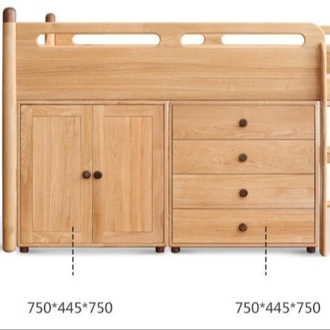 Beech solid wood Mid-high bed with slanting ladder<