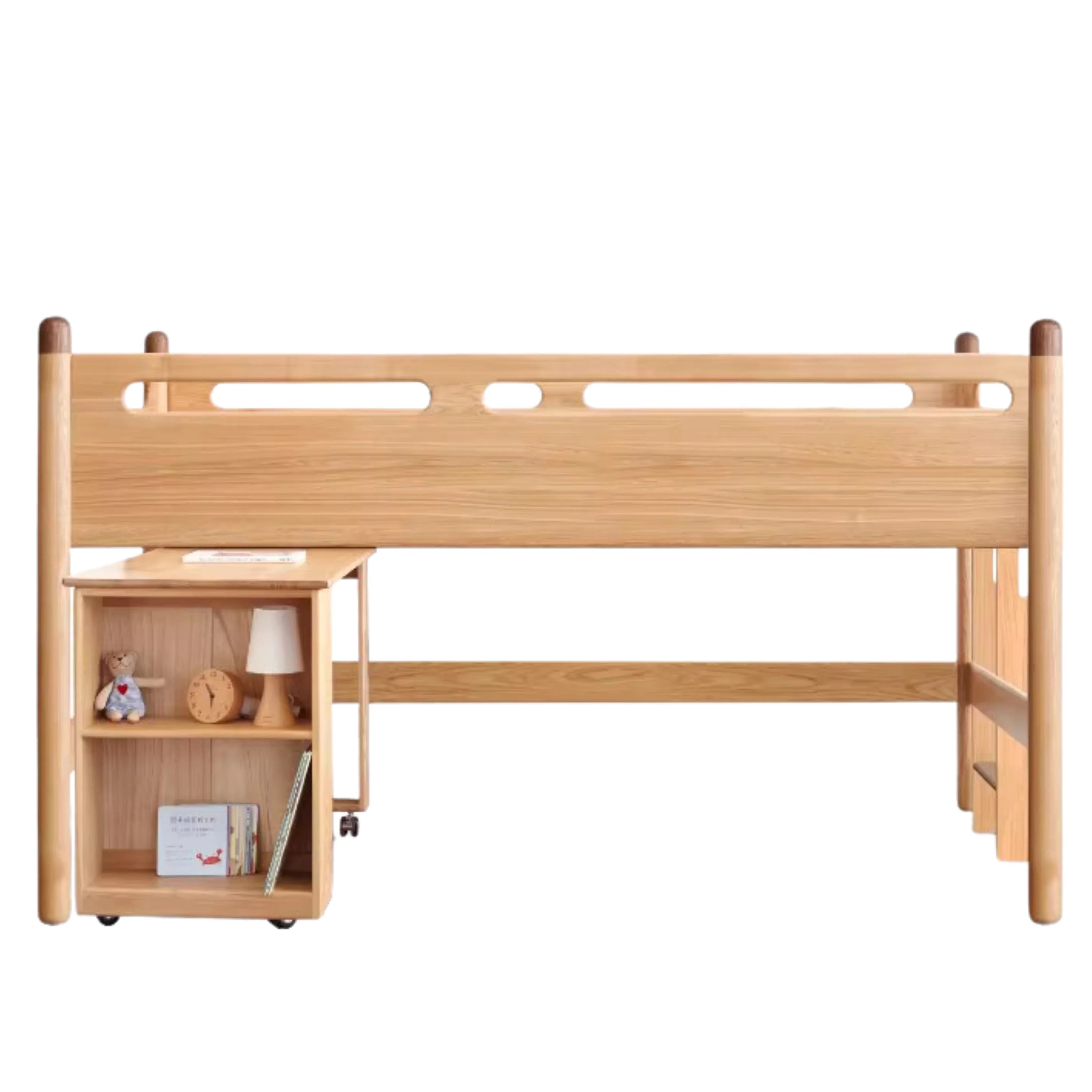 Beech solid wood Mid-high bed with slanting ladder<