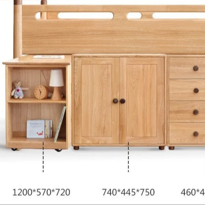 Beech solid wood Mid-high bed with slanting ladder<