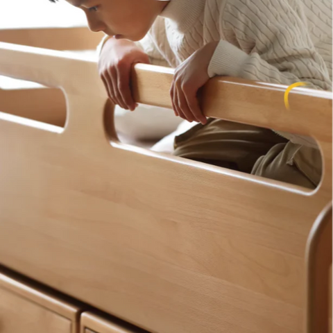 Beech solid wood Mid-high bed with slanting ladder<