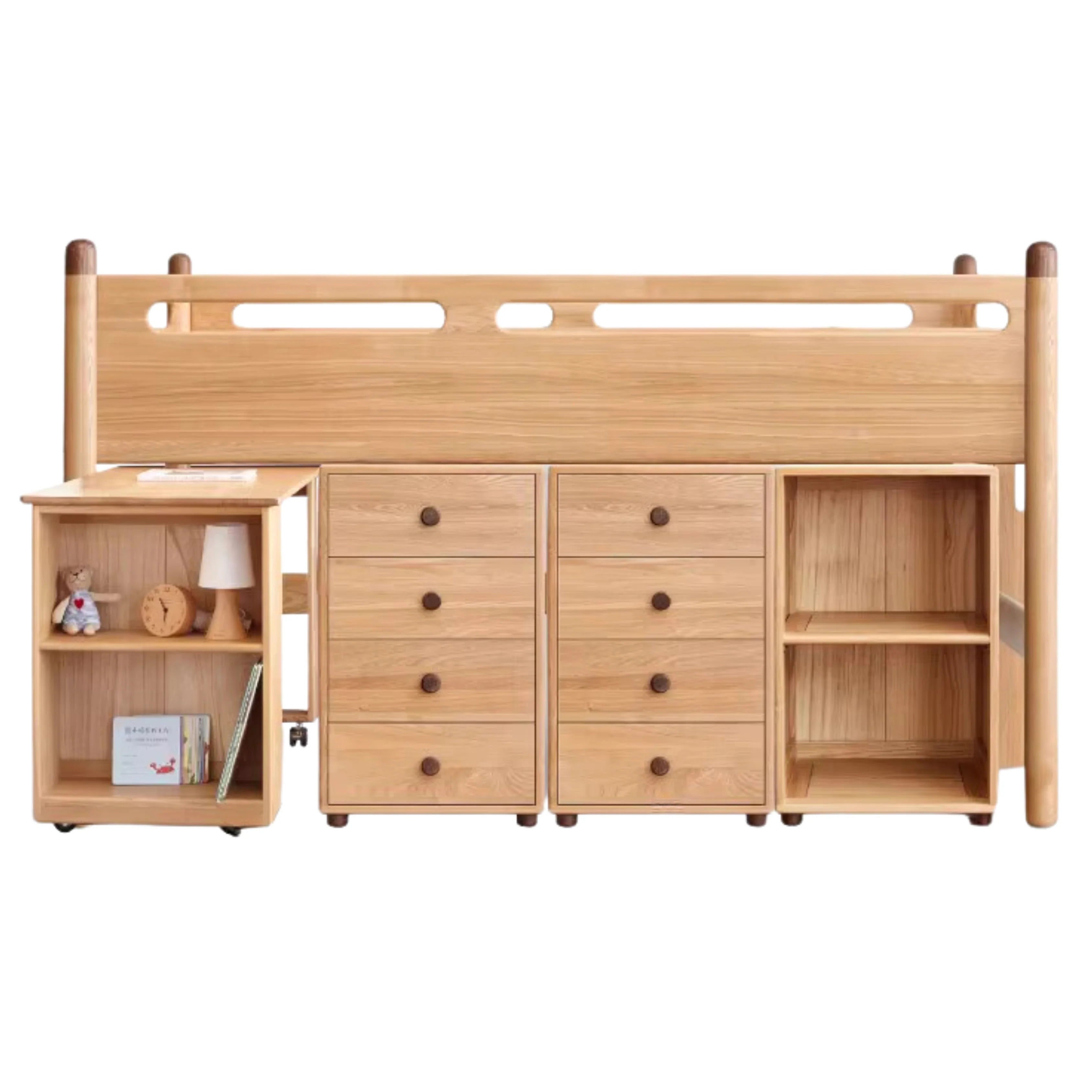 Beech solid wood Mid-high bed with slanting ladder<