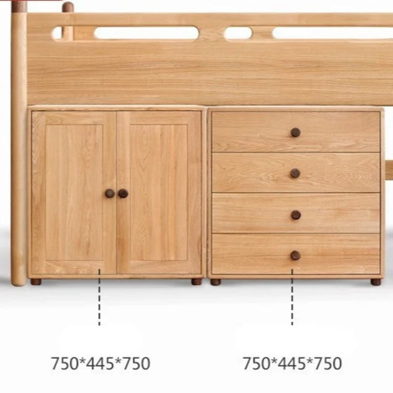 Beech solid wood Mid-high bed with slanting ladder<