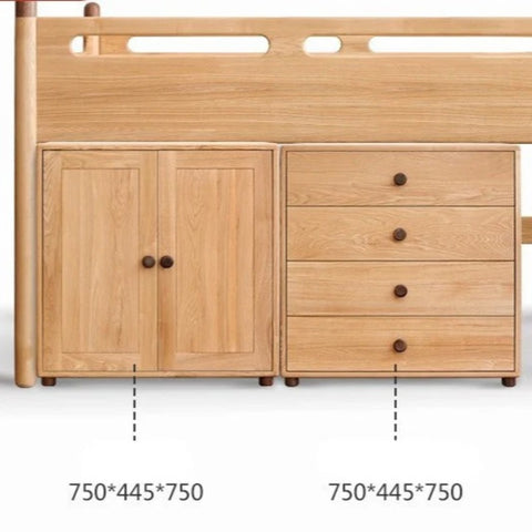 Beech solid wood Mid-high bed with slanting ladder<