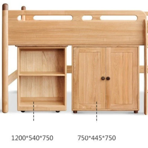 Beech solid wood Mid-high bed with slanting ladder<