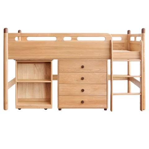 Beech solid wood Mid-high bed with slanting ladder<