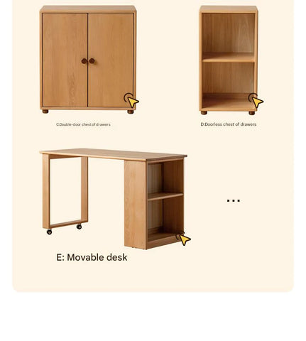 Beech solid wood Mid-high bed with slanting ladder<