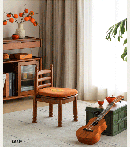 Beech Solid Wood Backrest Chair Medieval Style Soft Padded Chair
