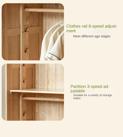 Oak Solid Wood Kids Wardrobe.