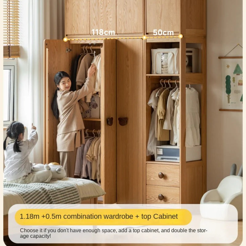 Oak Solid Wood Kids Wardrobe.