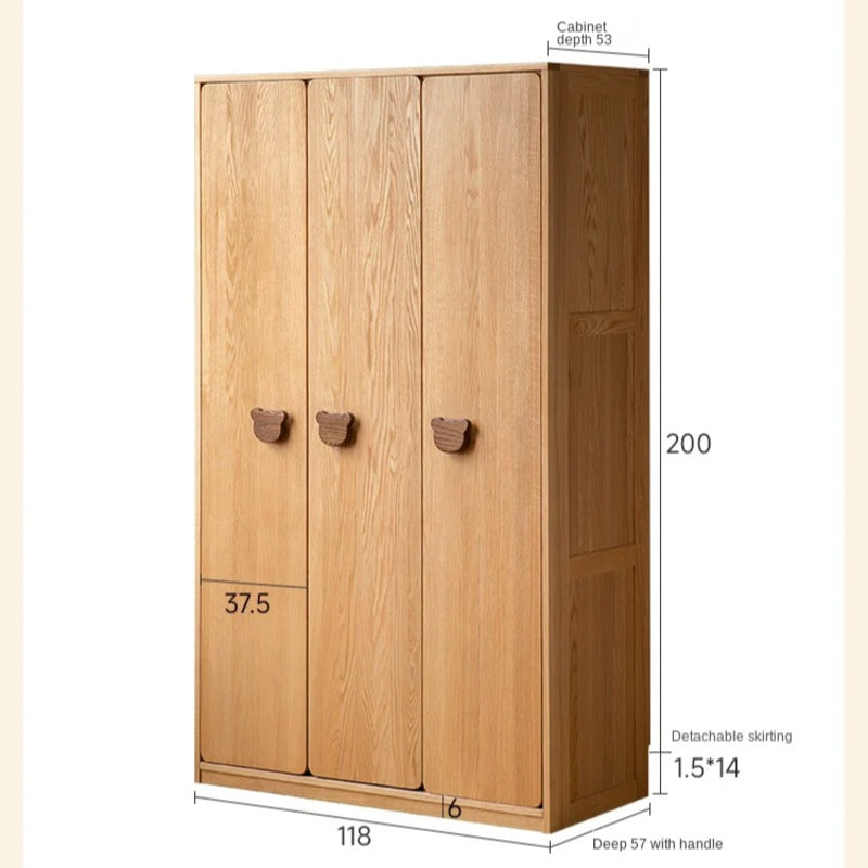 Oak Solid Wood Kids Wardrobe.